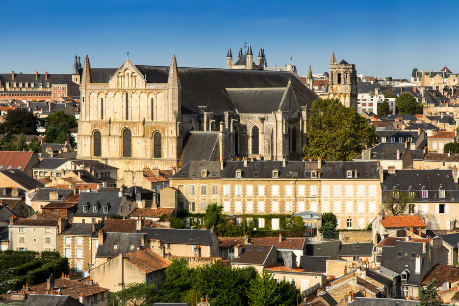 Cityscape of Poitiers, France at a summer day